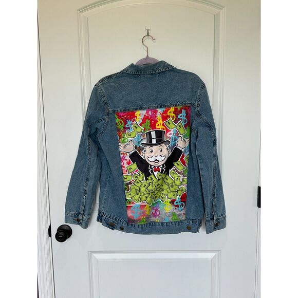 NWT Hasbro Monopoly Men's Denim Jacket Size Small - Picture 1 of 8